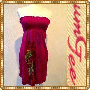 “umgee USA” Pink/Purple Strapless Bandeau Mini Summer Tube Top Dress